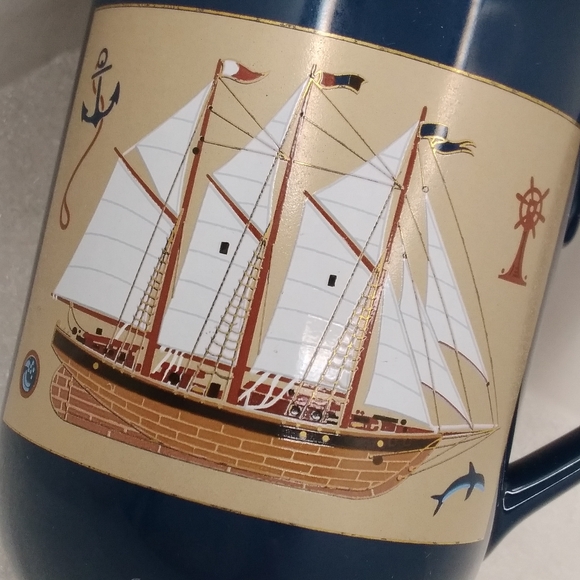 Otagiri Gibson Greetings MUG Nautical Sailing Ship Clipper Gold Trim 10 oz Cup * - Picture 8 of 11